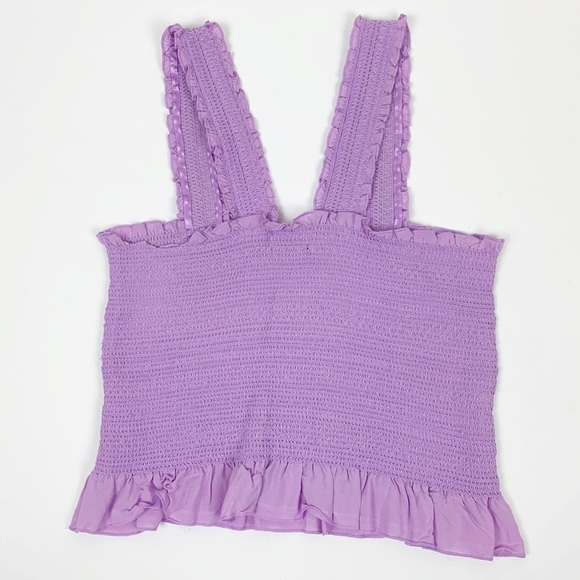 Gianni Bini Megan Lilac Purple Smocked Crop Top - Picture 5 of 5